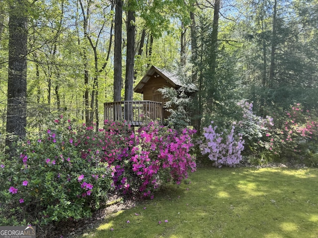 272 Sleepy Hollow Rd, Lafayette, GA 30728 - view of yard with a deck and a forest view