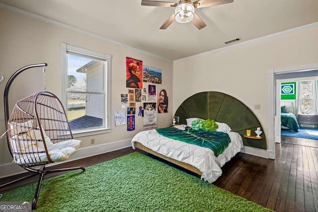 1768 Hood Rd, Dacula, GA 30019 - bedroom with hardwood / wood-style flooring, baseboards, and ornamental molding
