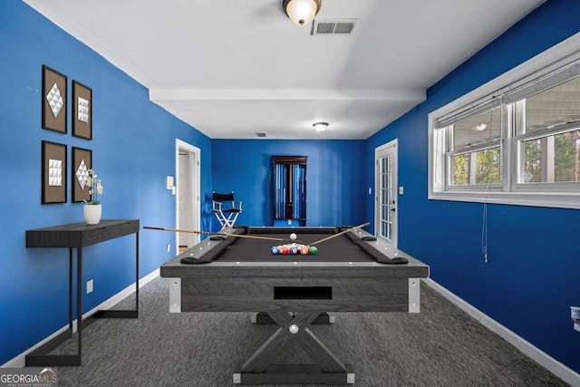 1768 Hood Rd, Dacula, GA 30019 - game room with carpet, baseboards, billiards table, and french doors