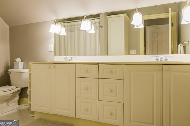 2 Palmer Dr NW, Rome, GA 30165 - bathroom featuring tile patterned floors, double vanity, and a shower with curtain