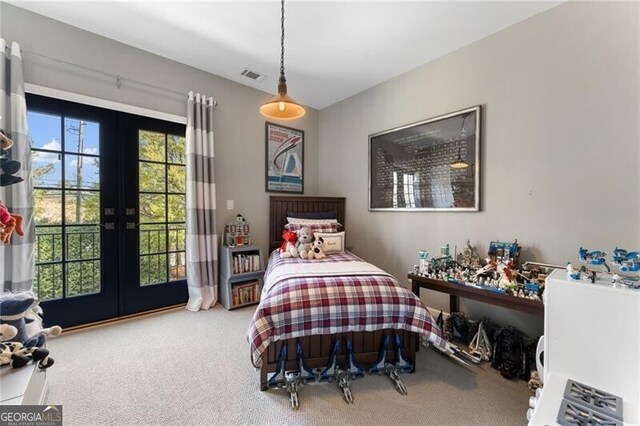 2630 Milford Ln, Alpharetta, GA 30009 - bedroom with french doors, carpet floors, and access to outside