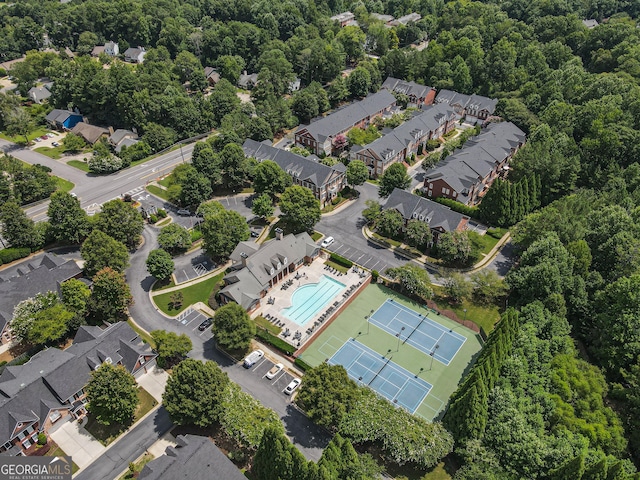 2630 Milford Ln, Alpharetta, GA 30009 - aerial view of property and surrounding area featuring a pool and nearby suburban area