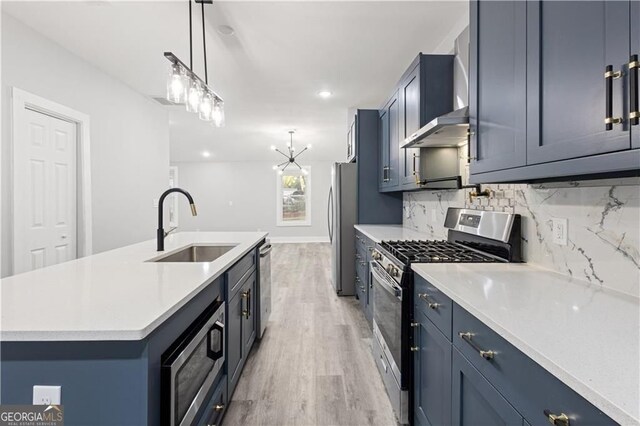 358 Roy St SW, Atlanta, GA 30310 - kitchen featuring appliances with stainless steel finishes, a sink, light wood-style flooring, light countertops, and decorative backsplash