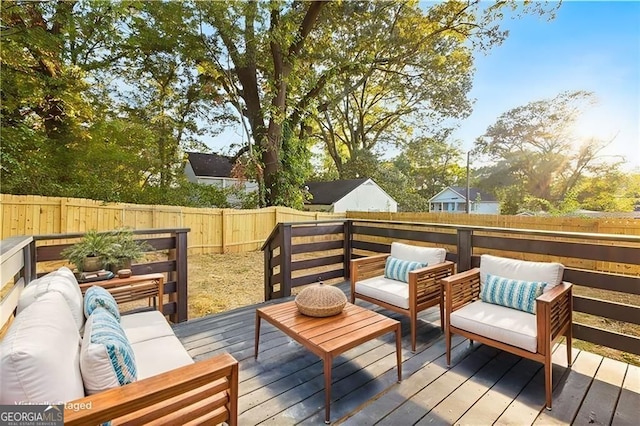 358 Roy St SW, Atlanta, GA 30310 - wooden deck featuring outdoor lounge area and a fenced backyard
