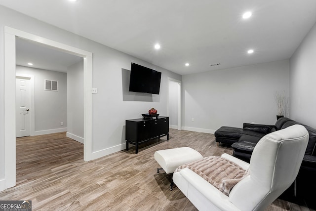 292 Old Rosser Rd, Stone Mountain, GA 30087 - living room featuring recessed lighting, visible vents, and light wood-type flooring