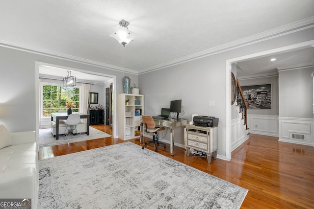 292 Old Rosser Rd, Stone Mountain, GA 30087 - office area featuring crown molding, wood finished floors, and visible vents