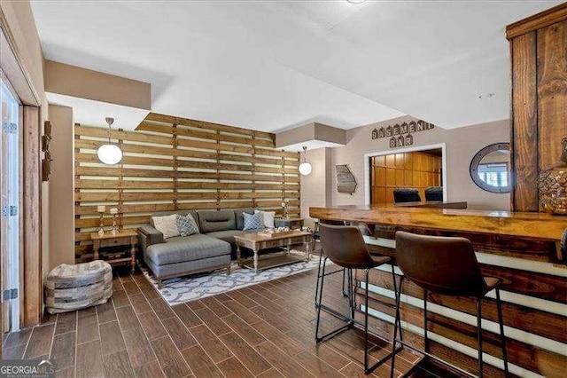 interior space with wood tiled floor