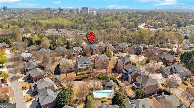 aerial view with a residential view