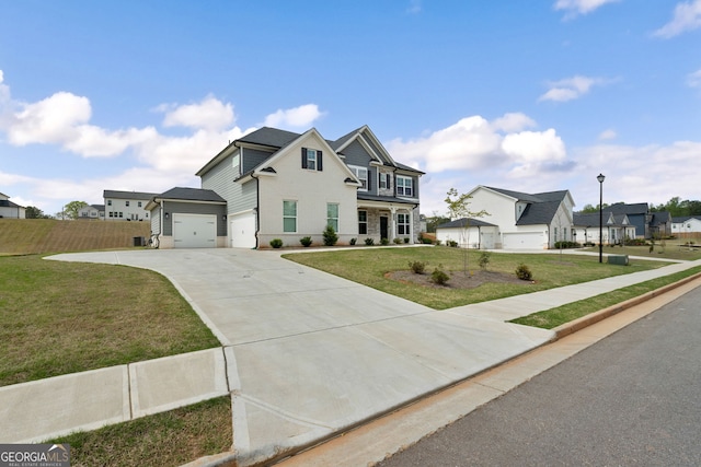 133 Bastian Rd, Mcdonough, GA 30252 - view of front facade featuring driveway, a front lawn, a residential view, and an attached garage