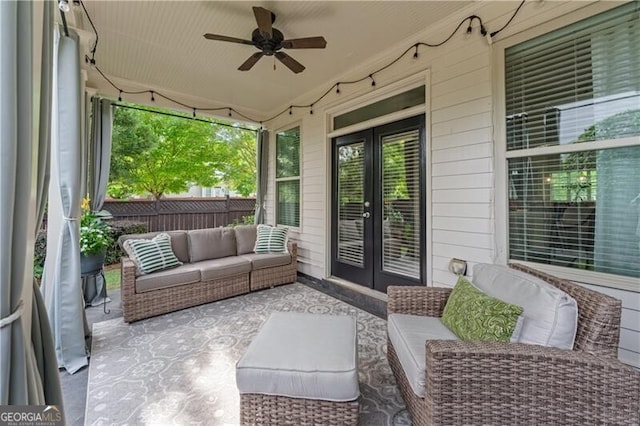 715 Saybeck Way, Milton, GA 30004 - view of patio / terrace with french doors, outdoor lounge area, and ceiling fan