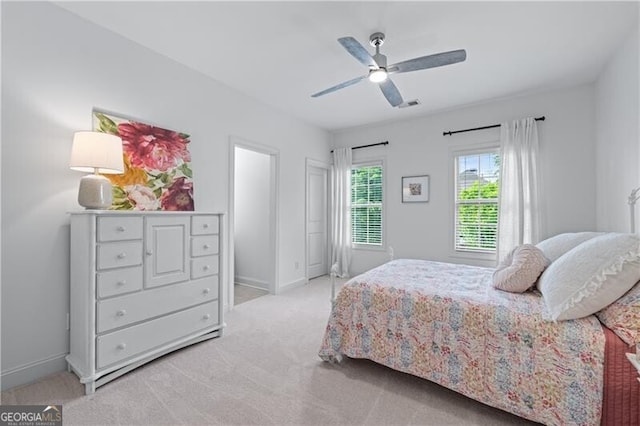 715 Saybeck Way, Milton, GA 30004 - bedroom with light carpet, baseboards, and ceiling fan