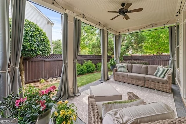 715 Saybeck Way, Milton, GA 30004 - sunroom / solarium with an outdoor hangout area and ceiling fan