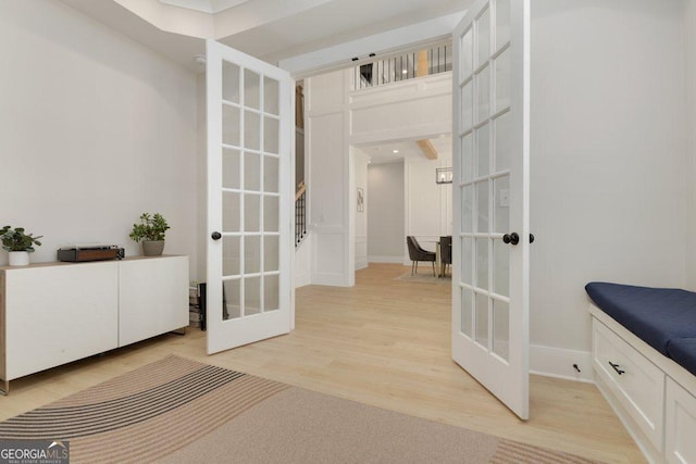 4980 Wildeoak Trl, Douglasville, GA 30135 - interior space featuring baseboards, french doors, and light wood-style floors