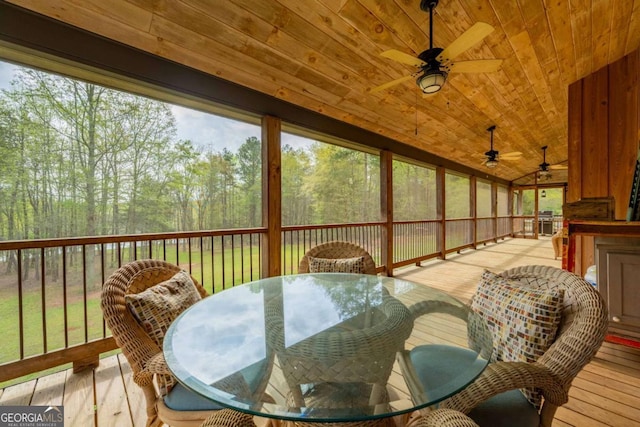 142 Holland Dam Dr, Maysville, GA 30558 - sunroom featuring a ceiling fan and outdoor dining space