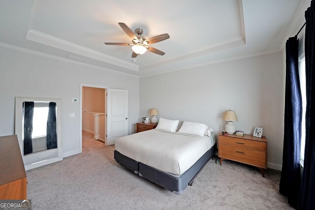 3323 Owl Creek Pkwy, Acworth, GA 30102 - bedroom with a raised ceiling, carpet floors, ornamental molding, and baseboards