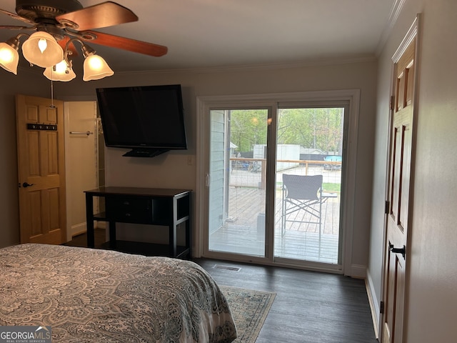 6121 N Main St SE, Acworth, GA 30101 - bedroom with visible vents, wood finished floors, baseboards, ornamental molding, and access to outside