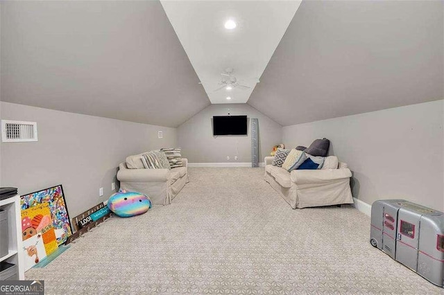 123 E Commons Dr, Saint Simons, GA 31522 - game room featuring lofted ceiling, carpet, and recessed lighting