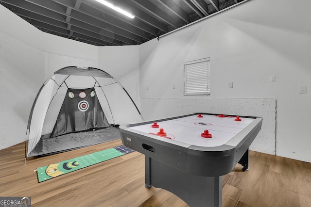 playroom featuring wood finished floors