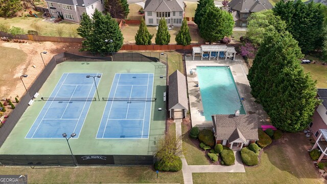 bird's eye view with a residential view