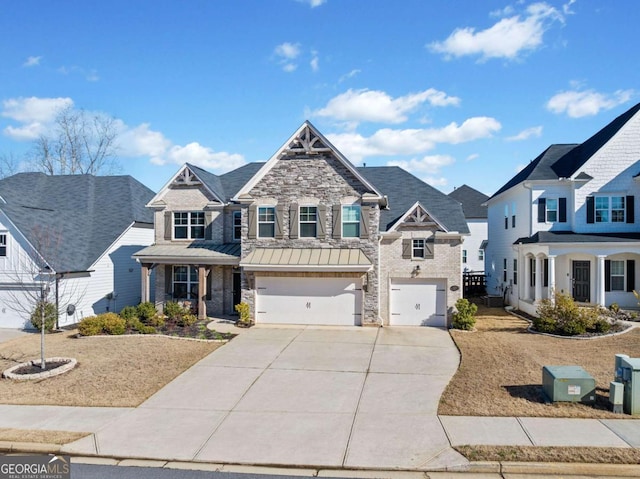 127 Crest Brooke Dr, Canton, GA 30115 - view of front of house with stone siding, concrete driveway, and a garage