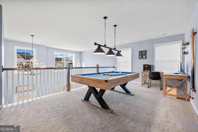 127 Crest Brooke Dr, Canton, GA 30115 - recreation room featuring baseboards, carpet flooring, and billiards