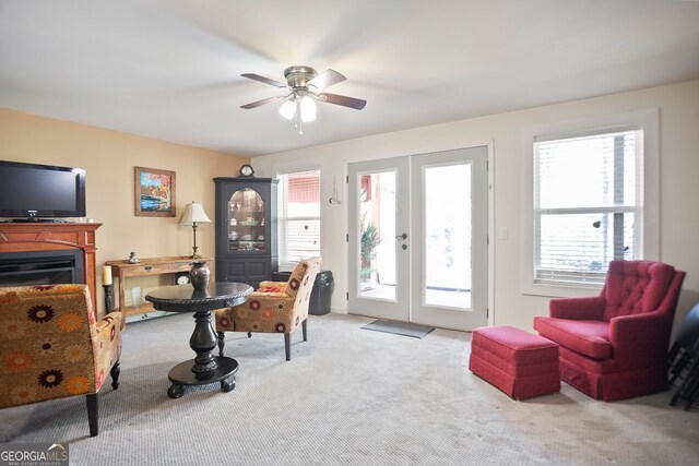 1466 Newport Dr, Ellijay, GA 30540 - carpeted office featuring french doors and ceiling fan