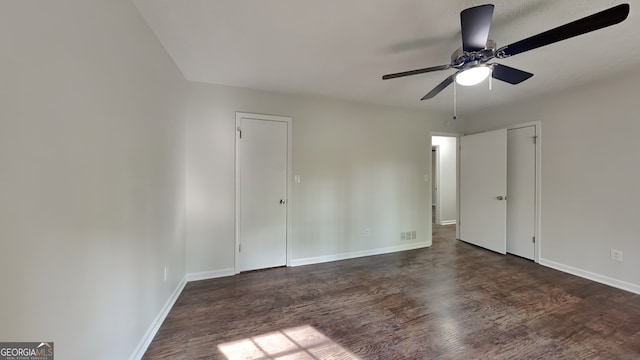 130 Fairview Dr, Stockbridge, GA 30281 - unfurnished bedroom with wood finished floors and ceiling fan
