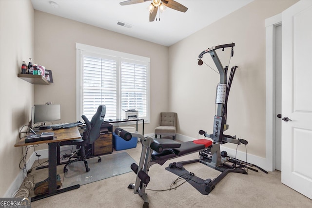 432 Horizon Trl, Canton, GA 30114 - workout room with a ceiling fan, carpet, and baseboards