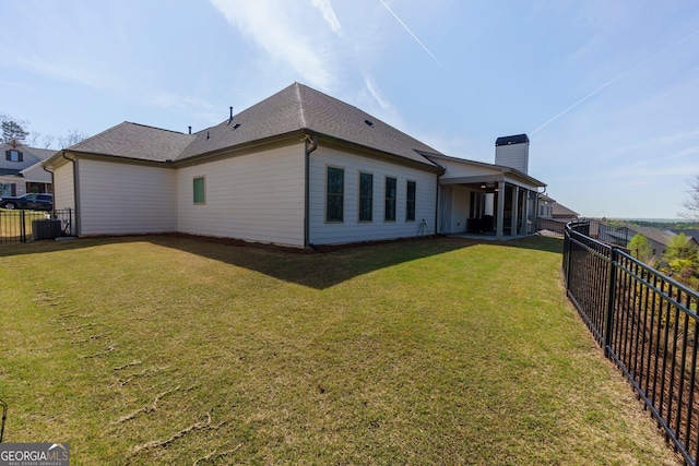 432 Horizon Trl, Canton, GA 30114 - rear view of property with a chimney, cooling unit, and roof with shingles