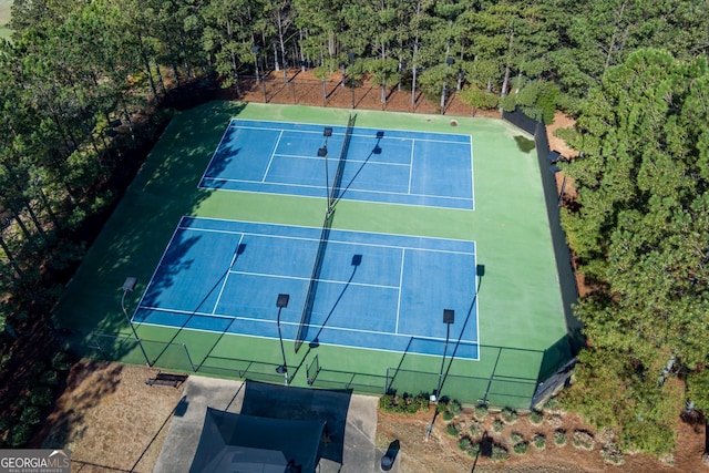 432 Horizon Trl, Canton, GA 30114 - view of tennis court featuring a forest view