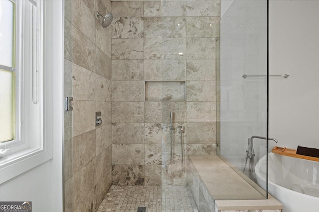 1337 Grey Fox Ct NE Unit 7, Atlanta, GA 30306 - bathroom with a stall shower and a freestanding tub
