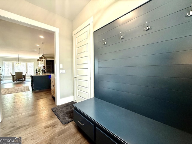 305 Red Gate Ln, Canton, GA 30115 - mudroom with baseboards, recessed lighting, and wood finished floors