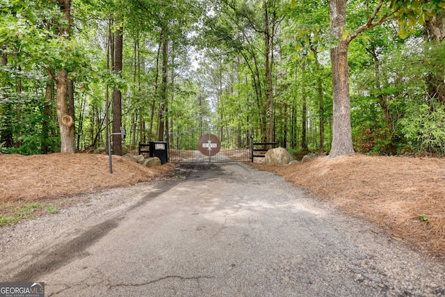 view of road featuring a gate