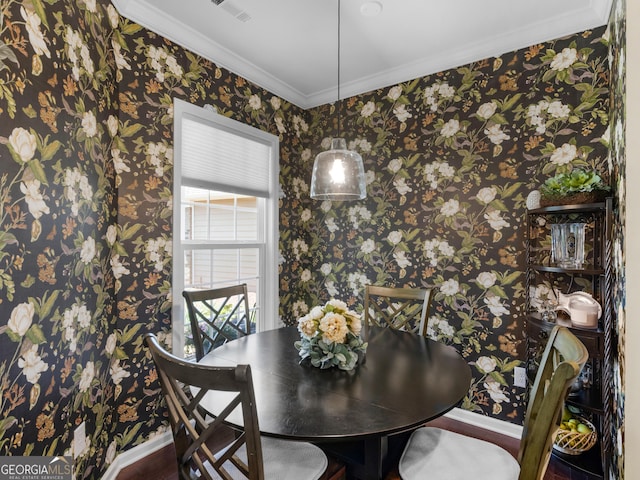 717 Bay Skipper Ct, Griffin, GA 30223 - dining room featuring wallpapered walls and ornamental molding