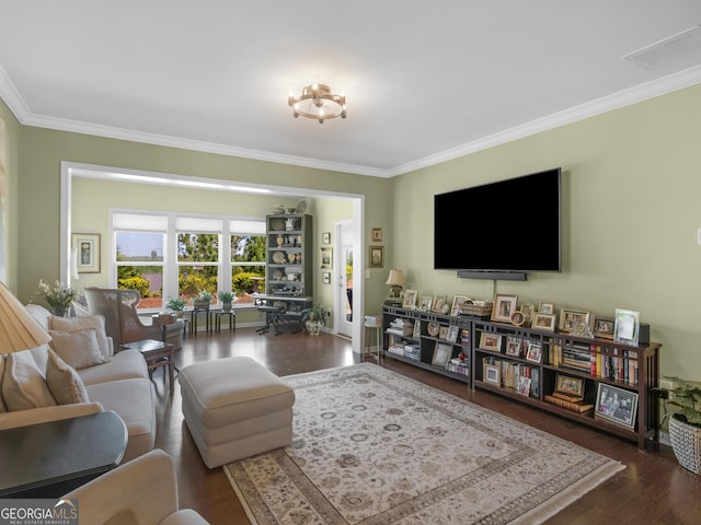 717 Bay Skipper Ct, Griffin, GA 30223 - living room with crown molding and wood finished floors