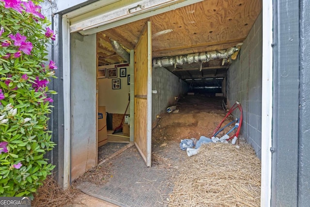 unfinished below grade area with concrete block wall