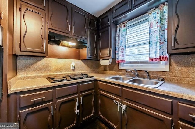 3614 Fairburn Pl NW, Atlanta, GA 30331 - kitchen featuring black cooktop, under cabinet range hood, light countertops, and a sink