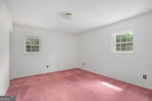 full bathroom with shower / bath combo, toilet, vanity, a textured ceiling, and crown molding