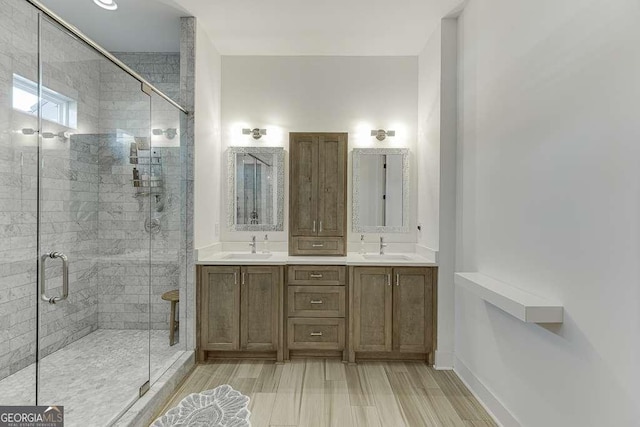 6014 Warpath Rd, Flowery Branch, GA 30542 - full bath with a shower stall and double vanity