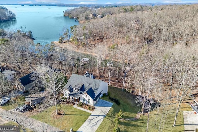 6014 Warpath Rd, Flowery Branch, GA 30542 - view from above of property featuring a nearby body of water and a forest