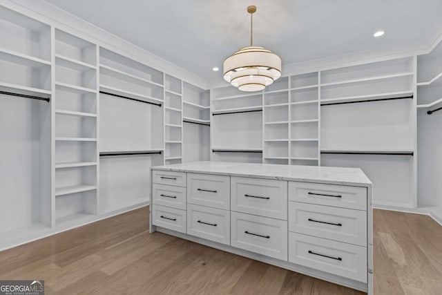 spacious closet featuring wood finished floors