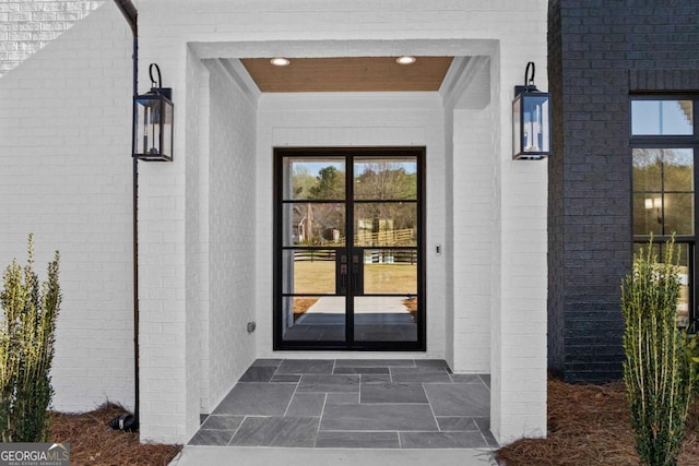property entrance with french doors
