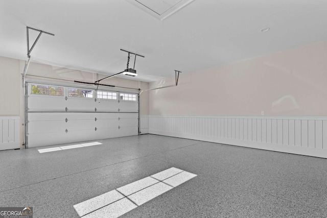 garage with a garage door opener