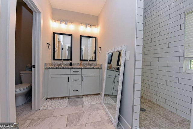 1494 Addison Pl, Decatur, GA 30033 - bathroom with walk in shower, toilet, and double vanity