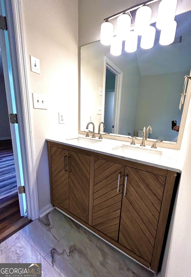 1864 Drew Cir, Austell, GA 30168 - full bathroom featuring double vanity and marble finish floors