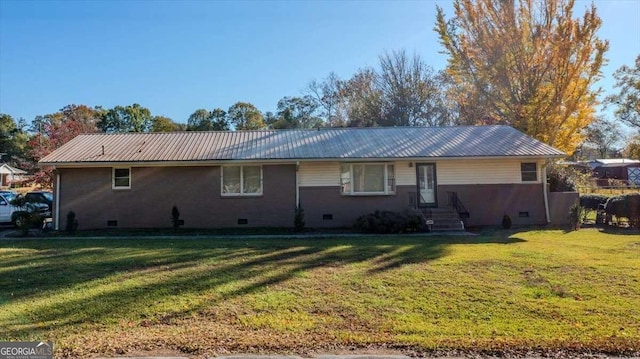 254 E Girard Ave, Cedartown, GA 30125 - view of front of property featuring crawl space, a front lawn, and a metal roof