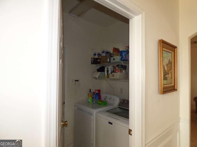 laundry area with washer and dryer and laundry area