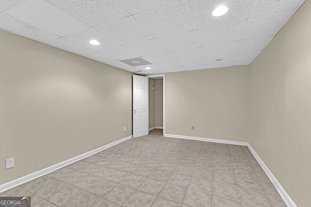 finished below grade area with recessed lighting and baseboards