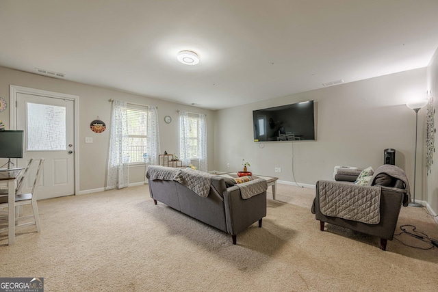 2705 Maple Park Pl Unit 29, Cumming, GA 30041 - living area with baseboards, carpet flooring, and visible vents