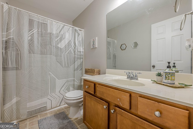 2705 Maple Park Pl Unit 29, Cumming, GA 30041 - full bath featuring a shower with curtain, toilet, tile patterned flooring, and vanity
